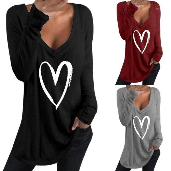 women's t-shirt deep v neck love heart fashion casual long-sleeved striped o-neck pullover women street tshirt, White
women's t-shirt deep v neck love heart fashion casual long-sleeved striped o-neck pullover women street tshirt, White
