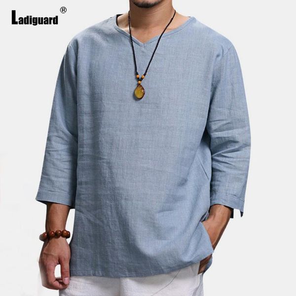 men's casual shirts plus size 4xl men fashion blouse three quarter sleeve shirt basic linen streetwear pullovers mens clothing 202, White;black
men's casual shirts plus size 4xl men fashion blouse three quarter sleeve shirt basic linen streetwear pullovers mens clothing 202, White;black