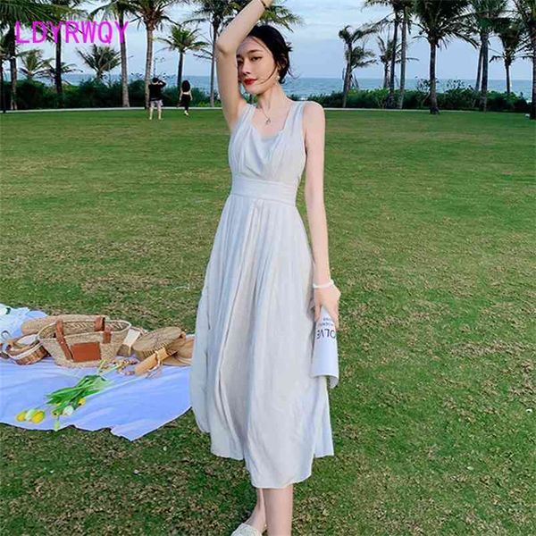 ldyrwqy summer korean fashion pure color slim body with halter backless beach dress office lady polyester 210603, Black;gray
ldyrwqy summer korean fashion pure color slim body with halter backless beach dress office lady polyester 210603, Black;gray