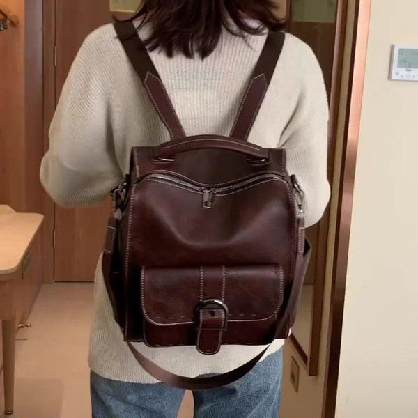backpack style luxury women vintage travel pu leather large capacity bookbag school bags for teenage girls
backpack style luxury women vintage travel pu leather large capacity bookbag school bags for teenage girls