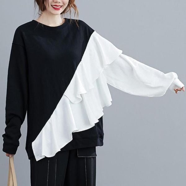 women's hoodies & sweatshirts 2021 round neck long sleeve ear edge stitching fake two sweatershirt, Black
women's hoodies & sweatshirts 2021 round neck long sleeve ear edge stitching fake two sweatershirt, Black