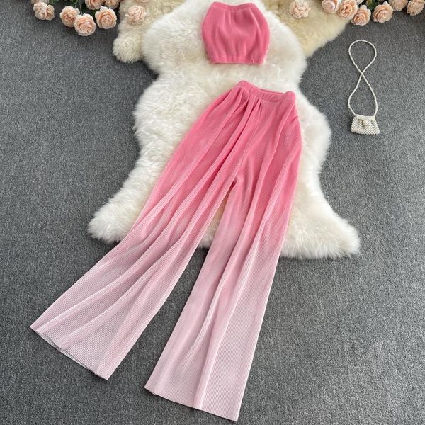 women's two piece pants summer 2 sets korean fashion women crop pleated wide leg long mujer verano, White
women's two piece pants summer 2 sets korean fashion women crop pleated wide leg long mujer verano, White