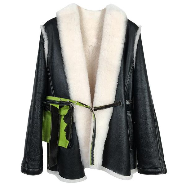 women's fur & faux korean genuine coat wool vintage female jacket women coats and jackets winter clothing casacos feminino zjt905, Black
women's fur & faux korean genuine coat wool vintage female jacket women coats and jackets winter clothing casacos feminino zjt905, Black