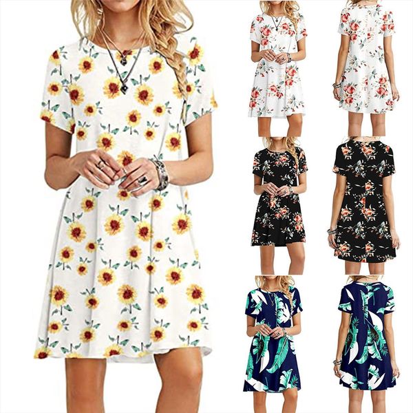floral plus size casual women dresses short sleeve o neck female summer large loose midi beach vestidos, Black;gray
floral plus size casual women dresses short sleeve o neck female summer large loose midi beach vestidos, Black;gray
