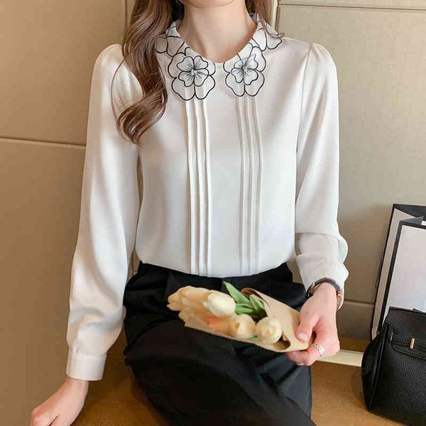 women's blouses & shirts female chiffon blouse embroidered with a lapel and lace puffing sleeve, plus size for women autumn dv2r, White
women's blouses & shirts female chiffon blouse embroidered with a lapel and lace puffing sleeve, plus size for women autumn dv2r, White