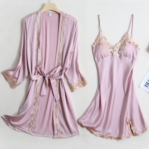 faux silk women robe two piece set satin kimono bathrobe gown sleepwear casual intimate lingerie lace nightgown nightwear women's, Black;red
faux silk women robe two piece set satin kimono bathrobe gown sleepwear casual intimate lingerie lace nightgown nightwear women's, Black;red