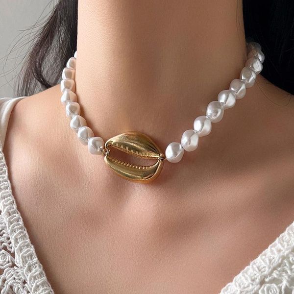 chokers diezi fashion baroque imitation pearl choker necklace women bohemian gold color shell pendant clavicle chain jewelry, Golden;silver
chokers diezi fashion baroque imitation pearl choker necklace women bohemian gold color shell pendant clavicle chain jewelry, Golden;silver