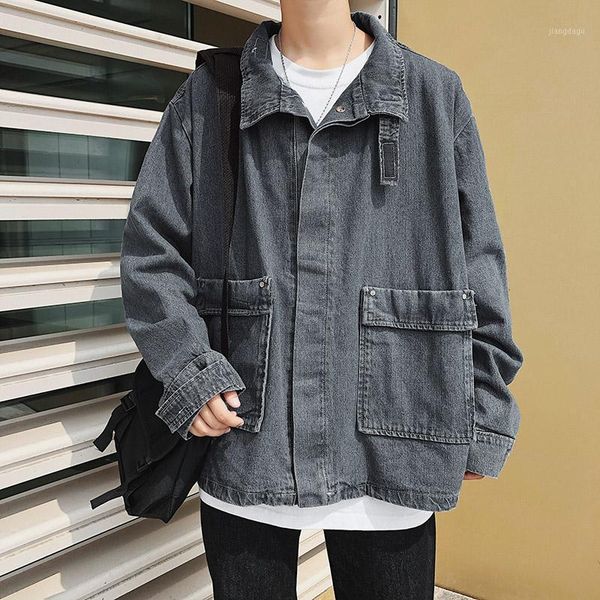 men's jacket 2021 autumn slim pure color denim long-sleeved casual fashion individuality youth wear jackets, Black;brown
men's jacket 2021 autumn slim pure color denim long-sleeved casual fashion individuality youth wear jackets, Black;brown