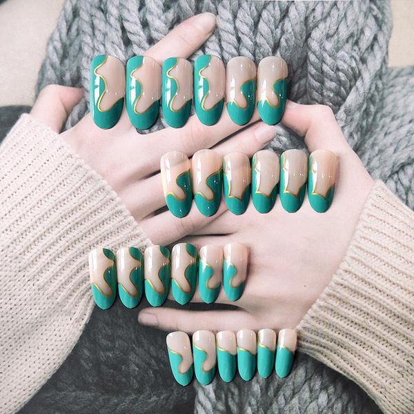 false nails 24pcs mint green nail patch round head glue type removable long paragraph manicure save time, Red;gold
false nails 24pcs mint green nail patch round head glue type removable long paragraph manicure save time, Red;gold