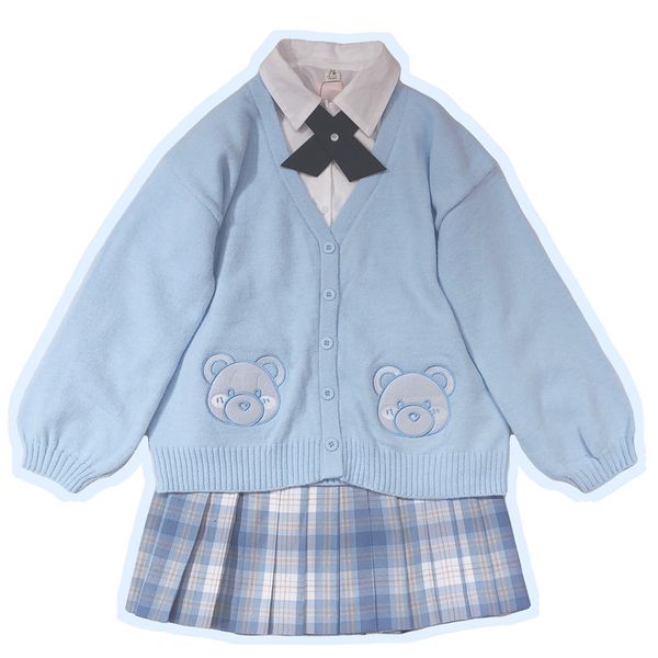 winter kawaii women button down knitted sweaters v neck cute bear long sleeve soft jk uniform cashmere cardigan sweater, White
winter kawaii women button down knitted sweaters v neck cute bear long sleeve soft jk uniform cashmere cardigan sweater, White