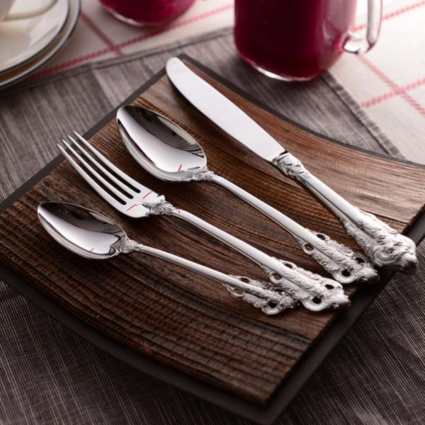 4pcs/set silver dinnerware set stainless steel wedding dinner barque cutlery tableware table fork knife spoons sets
4pcs/set silver dinnerware set stainless steel wedding dinner barque cutlery tableware table fork knife spoons sets