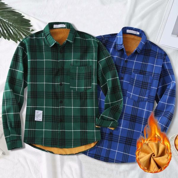 men's casual shirts fashion plaid regular fit button down long sleeve print fleece lapel with pocket male blouse, White;black
men's casual shirts fashion plaid regular fit button down long sleeve print fleece lapel with pocket male blouse, White;black
