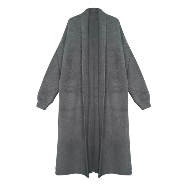 european american street style autumn and winter latest solid color fashion long-sleeved loose long knit cardigan coat, White;black
european american street style autumn and winter latest solid color fashion long-sleeved loose long knit cardigan coat, White;black