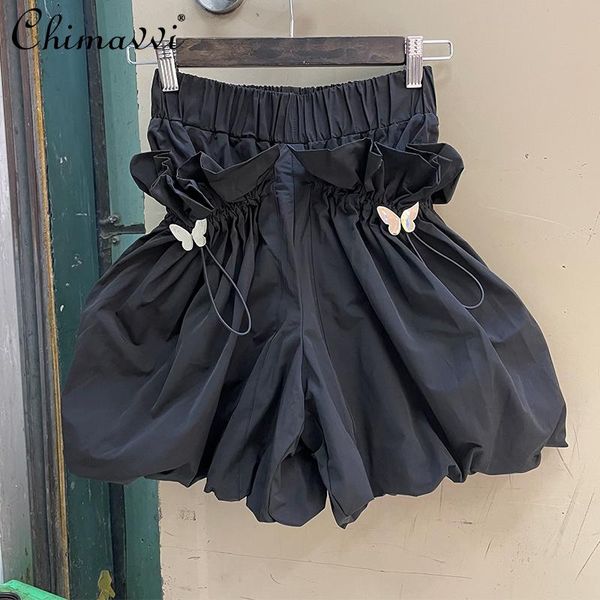 women's shorts japanese style fresh pumpkin short pants 2021 summer fashion casual bubble elastic waist breeches, White;black 
women's shorts japanese style fresh pumpkin short pants 2021 summer fashion casual bubble elastic waist breeches, White;black