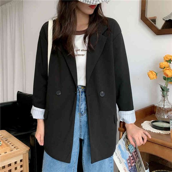 women's jackets korean autumn women blazer female retro suits coat feminino blazers outerwear large size all-match loose casu edfx, Black;brown
women's jackets korean autumn women blazer female retro suits coat feminino blazers outerwear large size all-match loose casu edfx, Black;brown