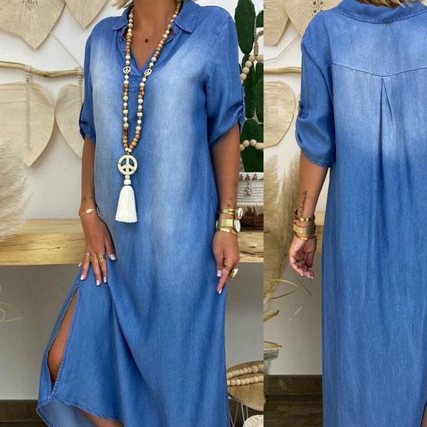 h30 lmitation womens dress cowboy women fashion blue side split ankle length long maxi casual loose plus size, Black;gray
h30 lmitation womens dress cowboy women fashion blue side split ankle length long maxi casual loose plus size, Black;gray