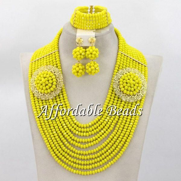 earrings & necklace yellow wedding jewelry set bridal beautiful nigerian beads item abe086, Silver
earrings & necklace yellow wedding jewelry set bridal beautiful nigerian beads item abe086, Silver