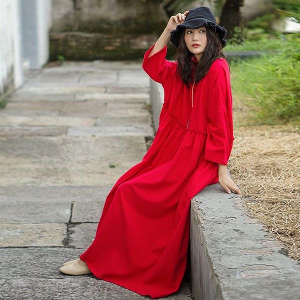 casual dresses lzjn women's autumn loose long maxi dress sleeve robes oversized solid cotton linen, Black;gray 
casual dresses lzjn women's autumn loose long maxi dress sleeve robes oversized solid cotton linen, Black;gray