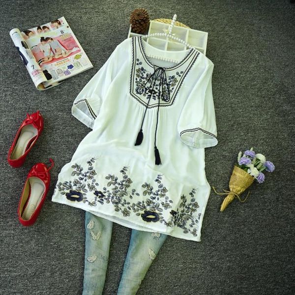 mori girl vintage casual women shirt all match short sleeve exquisite embroidery shirts national trend womens blouse loose, White
mori girl vintage casual women shirt all match short sleeve exquisite embroidery shirts national trend womens blouse loose, White