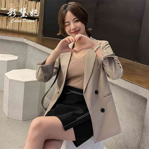 office lady blazer feminino jackets black khaki for women formal work splicing cuff ladies business coat 210517, White;black
office lady blazer feminino jackets black khaki for women formal work splicing cuff ladies business coat 210517, White;black