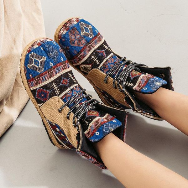 spring ethnic style linen women's short boots lace up flanging process characteristics national cotton and shoes, Black
spring ethnic style linen women's short boots lace up flanging process characteristics national cotton and shoes, Black