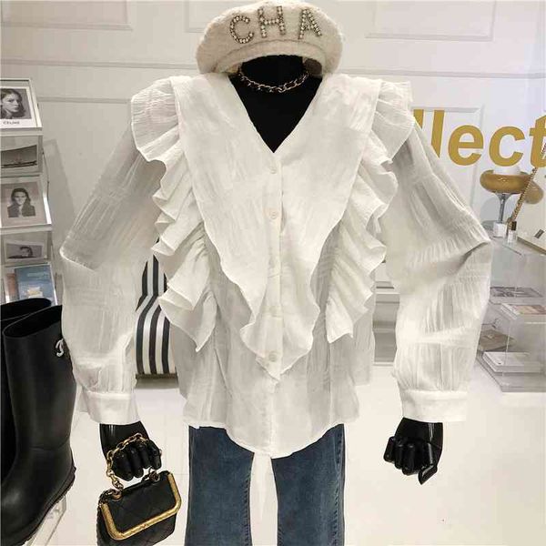 blouses babes with low-cut female shirt spring niche loose design temperament and versatile top, White
blouses babes with low-cut female shirt spring niche loose design temperament and versatile top, White