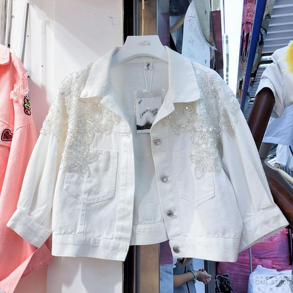 women's jackets korean fashion turn down collar short denim jacket women summer plus size sequins diamond coat jeans cardigan outerwear, Black;brown
women's jackets korean fashion turn down collar short denim jacket women summer plus size sequins diamond coat jeans cardigan outerwear, Black;brown
