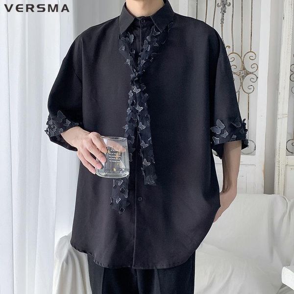 men's casual shirts versma korean ulzzang butterfly decoration tie design shirt men women blouse summer thin social male drop, White;black
men's casual shirts versma korean ulzzang butterfly decoration tie design shirt men women blouse summer thin social male drop, White;black