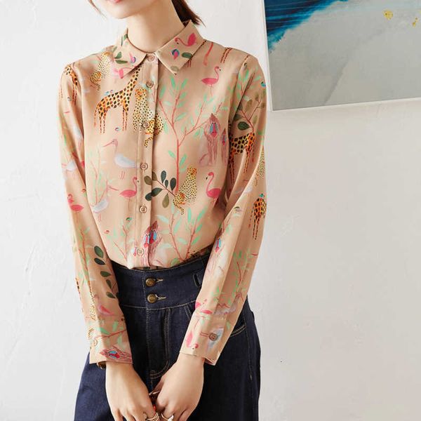 women's blouses & shirts animal silk shirt fun printed of women oose long-sleeve rqro, White
women's blouses & shirts animal silk shirt fun printed of women oose long-sleeve rqro, White