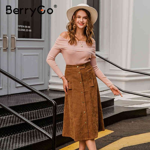 berrygo a-line corduroy skirt women autumn winter vintage solid female midi elegant high waist sash 210513, Black
berrygo a-line corduroy skirt women autumn winter vintage solid female midi elegant high waist sash 210513, Black