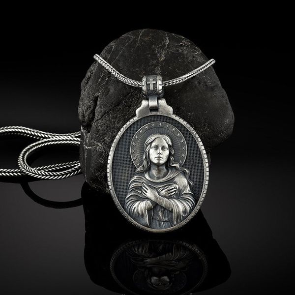 virgin mary tag necklace religious christian jewelry men's accessories, Silver
virgin mary tag necklace religious christian jewelry men's accessories, Silver