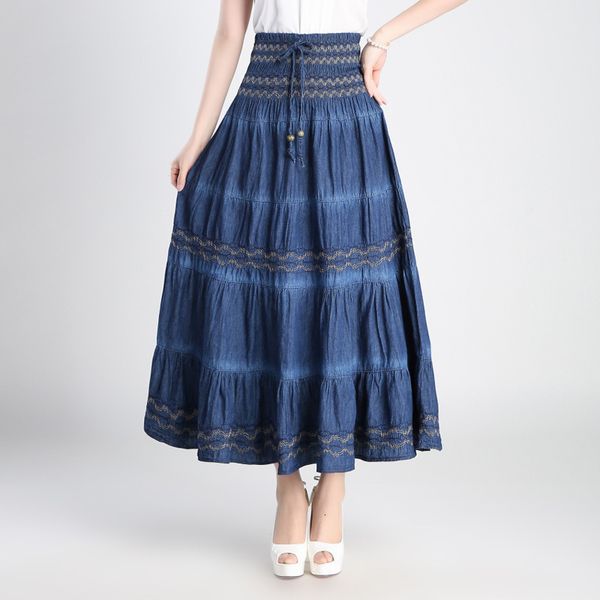 skirt retro women 2 ways wear lace-up slim expandable elastic high waist a- line denim, Black
skirt retro women 2 ways wear lace-up slim expandable elastic high waist a- line denim, Black