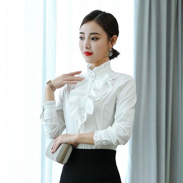 women's blouses & shirts bow tie women korea design long sleeve elegant office lady cute ruffles tuxedo basic business camisa, White
women's blouses & shirts bow tie women korea design long sleeve elegant office lady cute ruffles tuxedo basic business camisa, White