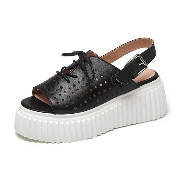 cow leather round toe high heels hollow out breathable solid leisure thick bottom buckle straps women sandals l9f2 dress shoes, Black
cow leather round toe high heels hollow out breathable solid leisure thick bottom buckle straps women sandals l9f2 dress shoes, Black