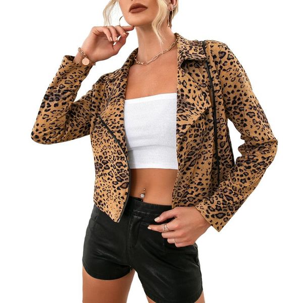 women's jackets women close-fitting short fashion leopard printed pattern long sleeve zipper closure coats streetwear ladies casual, Black;brown
women's jackets women close-fitting short fashion leopard printed pattern long sleeve zipper closure coats streetwear ladies casual, Black;brown
