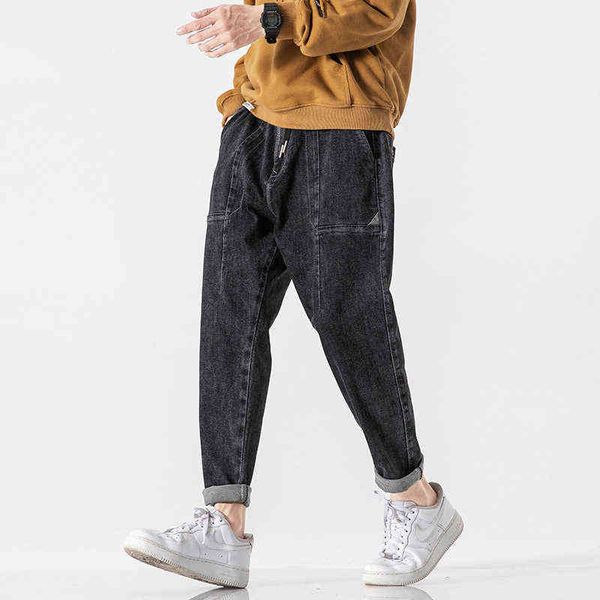 men's jeans loose micro harlan jeans drawstring elastic waist black gray youth fashion leisure basic small foot men's pants, Blue
men's jeans loose micro harlan jeans drawstring elastic waist black gray youth fashion leisure basic small foot men's pants, Blue