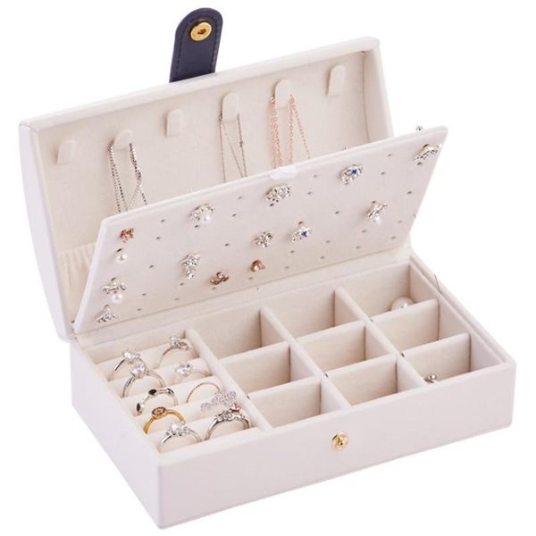 simple necklace earrings ring double layer multi-grid jewelry box portable pu multifunctional storage solid color cosmetic bags & cases
simple necklace earrings ring double layer multi-grid jewelry box portable pu multifunctional storage solid color cosmetic bags & cases