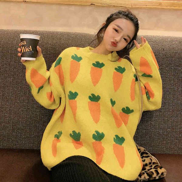 womens cozy carrot print sweater cute cartoon crew neck long sleeve oversized pullover jumper fall winter knit /, White;black
womens cozy carrot print sweater cute cartoon crew neck long sleeve oversized pullover jumper fall winter knit /, White;black