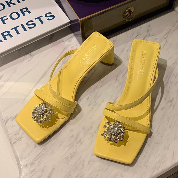 summer luxury women crystal block high heels slides mules designer yellow white rhinestone slippers party shoes, Black
summer luxury women crystal block high heels slides mules designer yellow white rhinestone slippers party shoes, Black