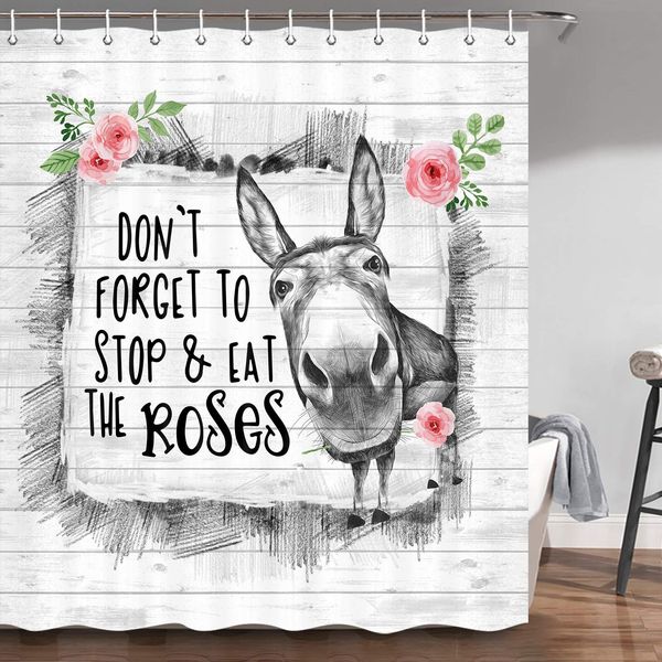 donkey shower curtain, funny animal donkey with funny words watercolor rose farm animal on rustic wood bathroom shower curtain
donkey shower curtain, funny animal donkey with funny words watercolor rose farm animal on rustic wood bathroom shower curtain