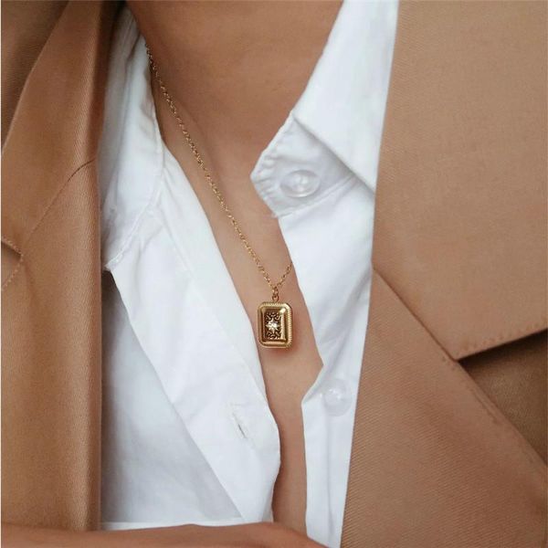simple gold color crystal star square pendant necklace for women girl stainless steel geometric choker party jewelry chains, Silver
simple gold color crystal star square pendant necklace for women girl stainless steel geometric choker party jewelry chains, Silver