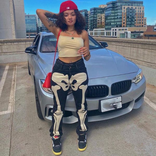 women's jeans skeleton print pants women straight pantalones 2021 fashion loose denim trousers clothes streetwear, Blue
women's jeans skeleton print pants women straight pantalones 2021 fashion loose denim trousers clothes streetwear, Blue