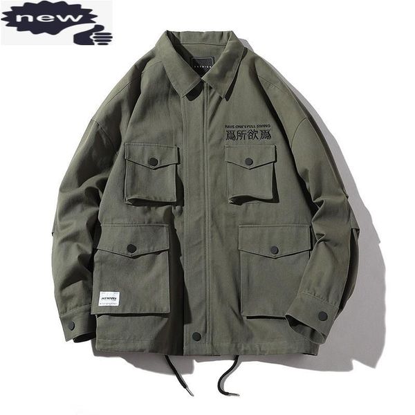 men's jackets autumn embroidered multi-pockets men high street casual army green work jacket loose fit long sleeve outwear m-2xl, Black;brown
men's jackets autumn embroidered multi-pockets men high street casual army green work jacket loose fit long sleeve outwear m-2xl, Black;brown