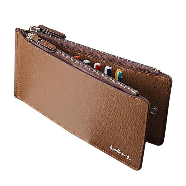 card holders men's business style leather holder billfold purse long wallet #r15, Brown;gray
card holders men's business style leather holder billfold purse long wallet #r15, Brown;gray