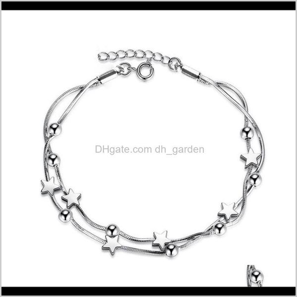drop delivery 2021 sier double layer stars beads bracelets for women birthday gift charm chain bracelet girls elegant jewelry 2rpow, Golden;silver 
drop delivery 2021 sier double layer stars beads bracelets for women birthday gift charm chain bracelet girls elegant jewelry 2rpow, Golden;silver