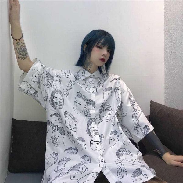 women's blouses & shirts nicemix 2021 spring summer women fashion korea style chic harajuku cartoon beauty face printing short sleeve h, White
women's blouses & shirts nicemix 2021 spring summer women fashion korea style chic harajuku cartoon beauty face printing short sleeve h, White