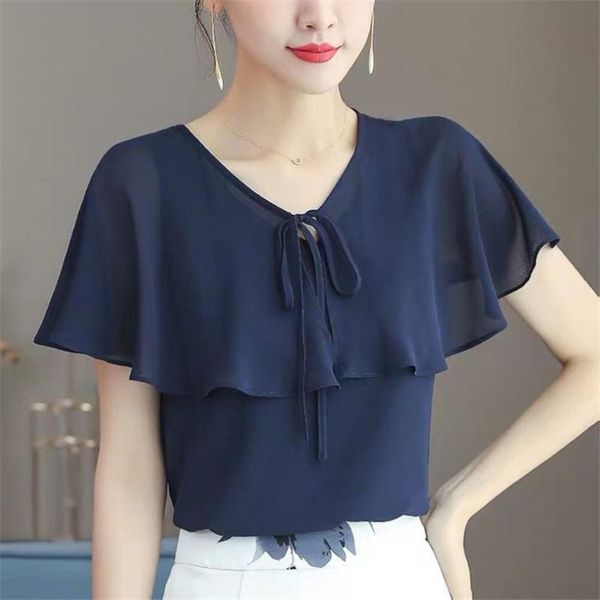 women's blouses & shirts 2021 summer women chiffon fashion chic short ruffles sleeve blouse vintage v-neck femme blusas, White
women's blouses & shirts 2021 summer women chiffon fashion chic short ruffles sleeve blouse vintage v-neck femme blusas, White