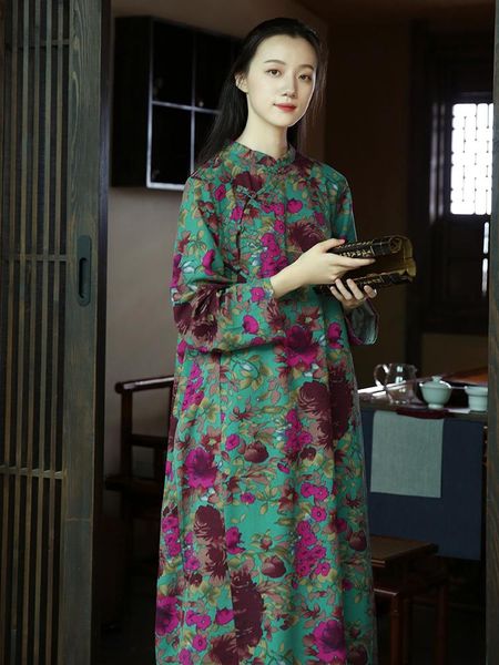 casual dresses traditional frog button loose long green floral women cotton linen dress, elegant spring autumn red flowers print mid thick r, Black;gray
casual dresses traditional frog button loose long green floral women cotton linen dress, elegant spring autumn red flowers print mid thick r, Black;gray