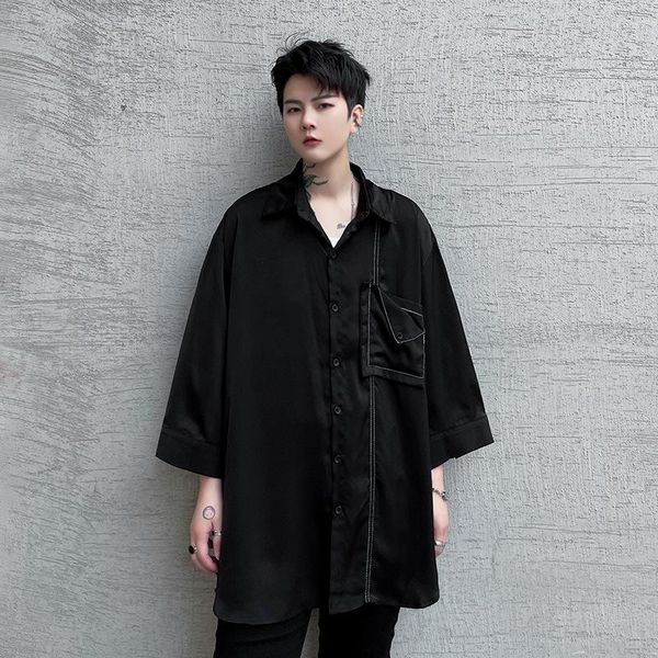 men's casual shirts hip-hop big pocket decorated oversize shirt for men and women loose three-quarter sleeves clothing, White;black
men's casual shirts hip-hop big pocket decorated oversize shirt for men and women loose three-quarter sleeves clothing, White;black
