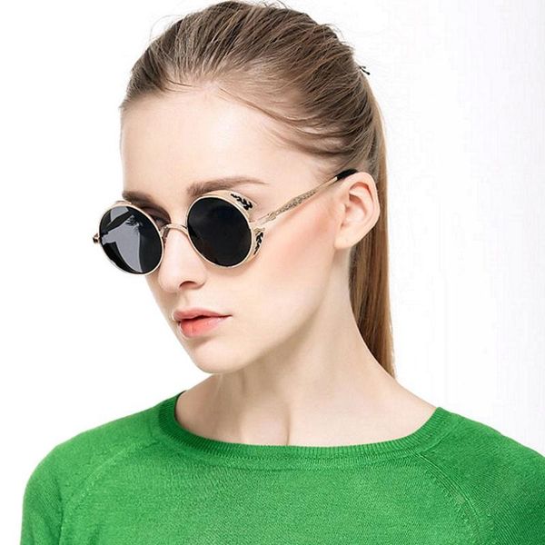 

sunglasses coating fashion gold polarized gothic steampunk 2021 mirrored round sun circle glasses retro vintage uv400 eyewear cy, White;black